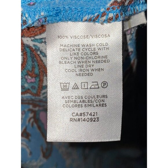 New LOFT Bouquet Mock Neck Midi Dress Blue Floral Print Long Sleeve Viscose Wome - Picture 3 of 10